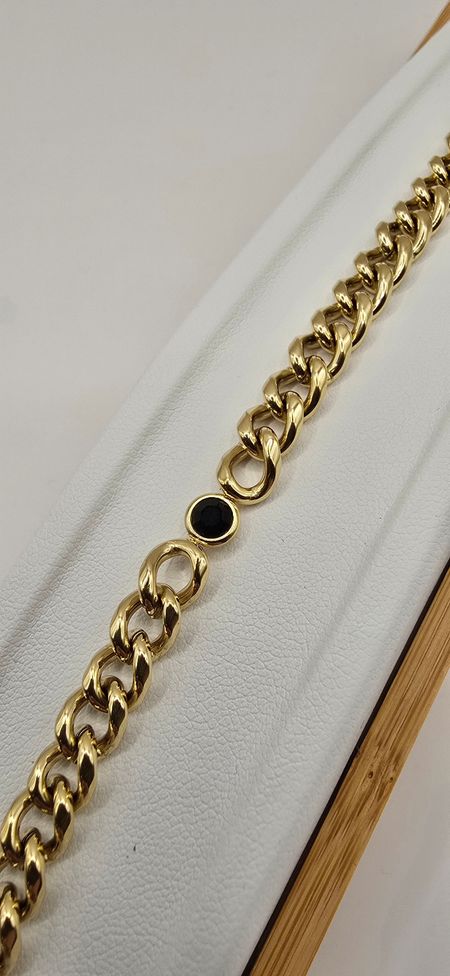 Celebrytka łańcuch czarne kółko 16cm+4cm S.STEEL 316L