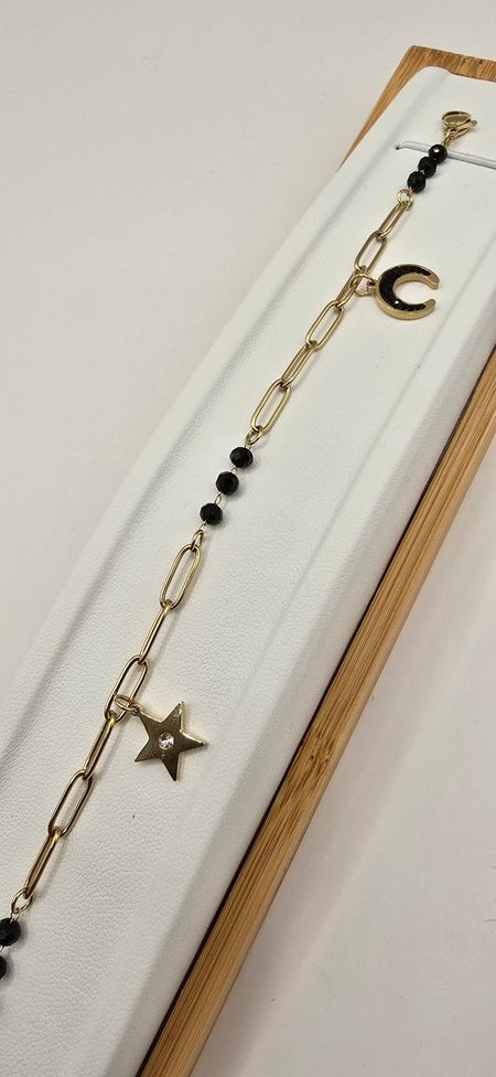 Celebrytka gwiazdka księżyc 17cm+4cm S.STEEL 316L