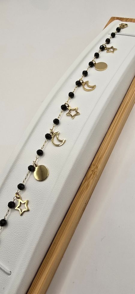 Celebrytka księżyc gwiazdka kółko 17cm+4cm S.STEEL 316L