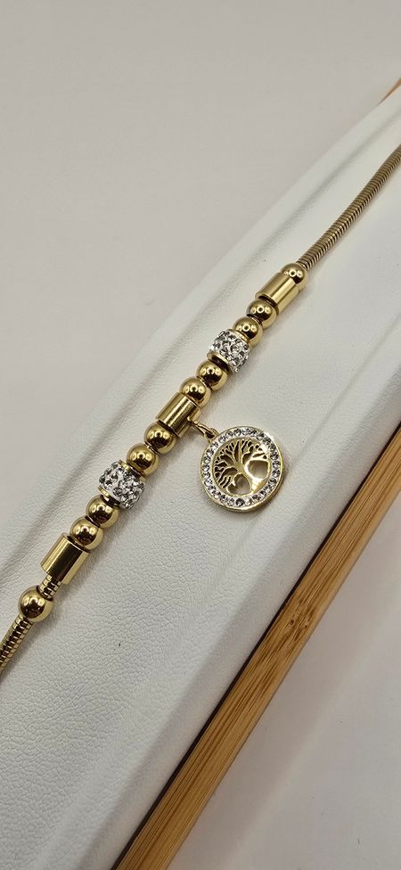 Bransoletka drzewko szczęścia 18cm+4cm S.STEEL 316L