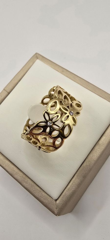 Pierścionek koronka kwiatki cyrkonie S STEEL 316L