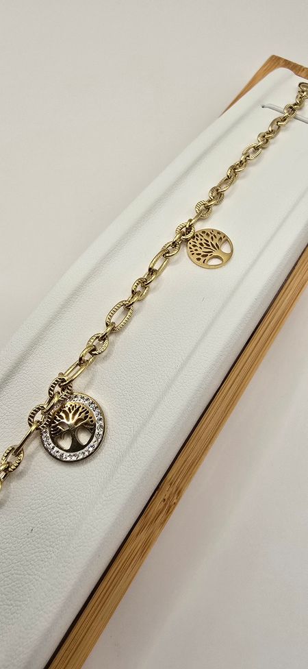 Celebrytka łańcuch drzewka szczęścia 17cm+3cm S.STEEL 316L