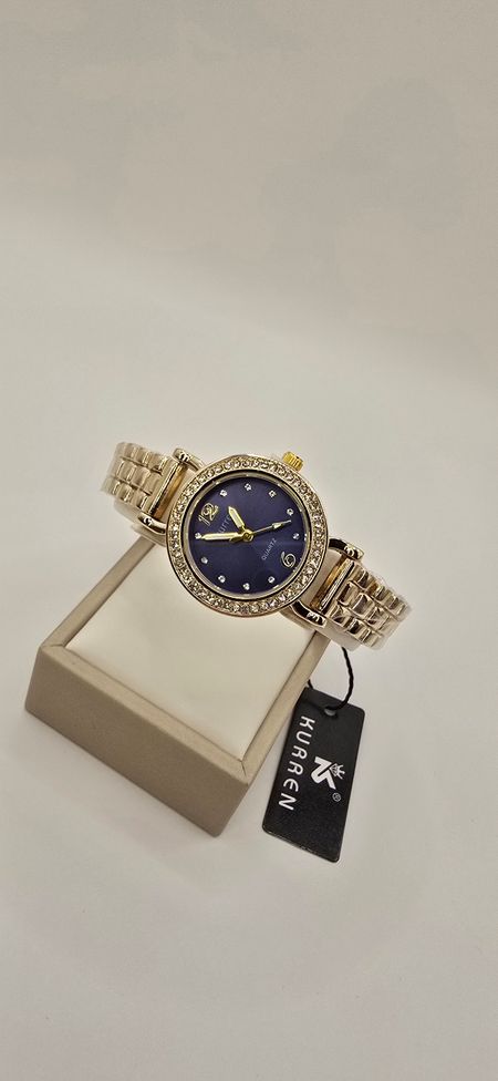 Zegarek z cyrkoniami / granatowy