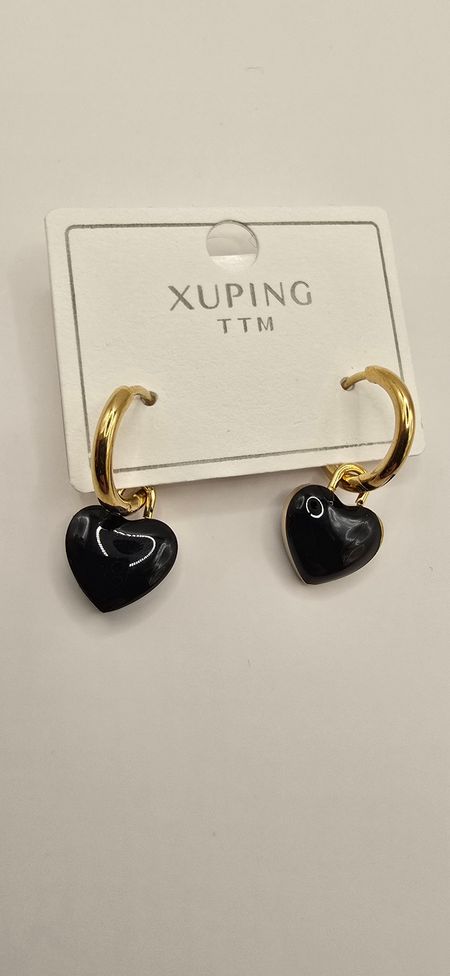 Kolczyki serduszka 2w1 czarne
