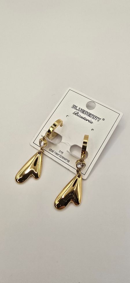 Kolczyki wiszące serca Cyrkonie