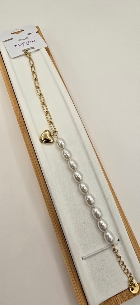 Bransoletka perełki łańcuch serduszko