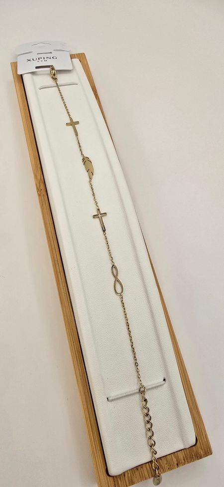 Bransoletka krzyżyk piórko znak nieskończoności