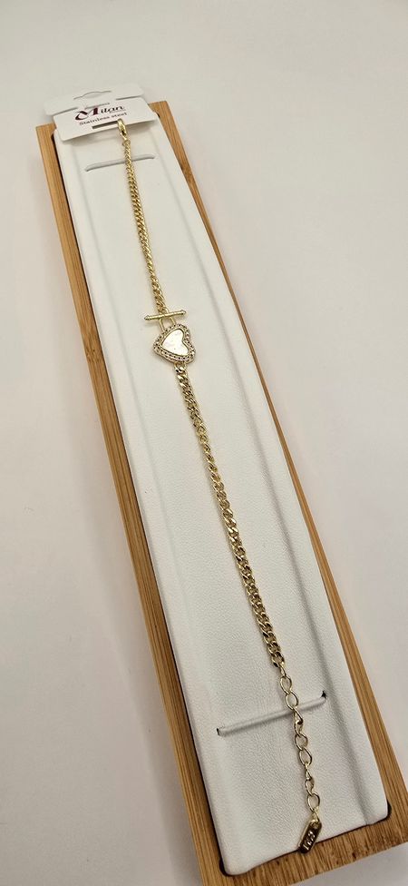 Bransoletka perłowe serduszko cyrkonie