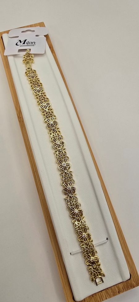 Bransoletka ażurkowe kwiaty Cyrkonie