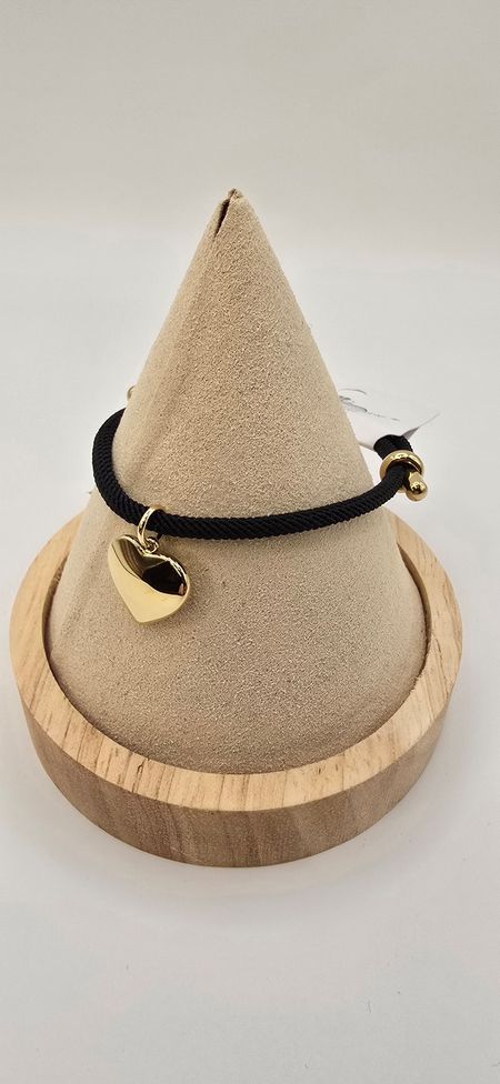 Bransoletka czarny sznurek serduszko