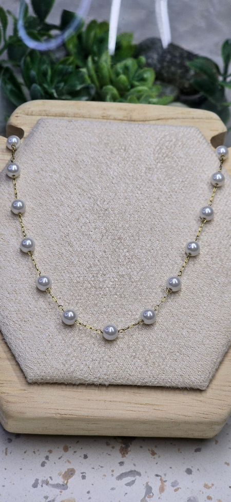 Naszyjnik delikatne perełki 43cm+5cm