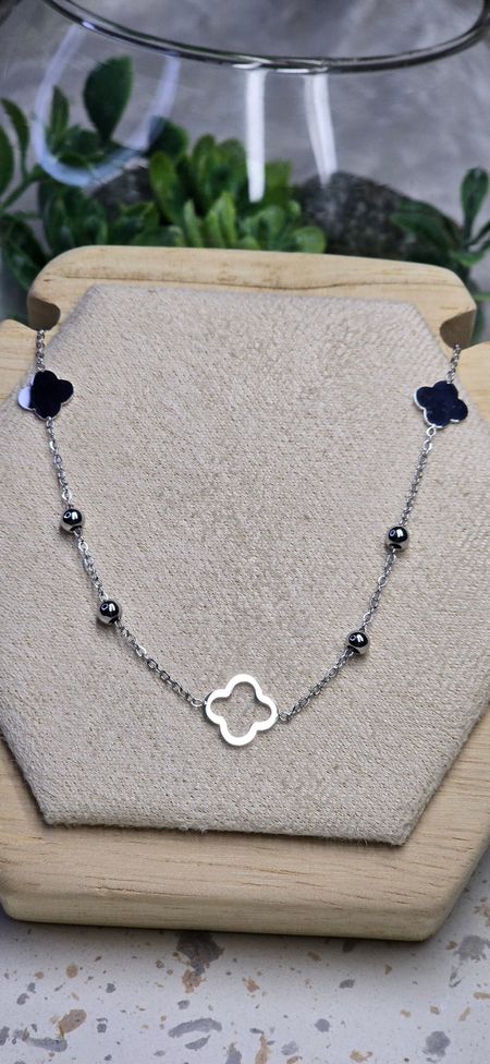 Celebrytka srebrne lilijki kuleczki 40cm+5cm