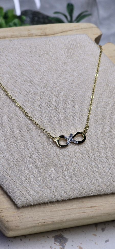 Naszyjnik znak nieskończoności krzyżyk 40cm +5cm