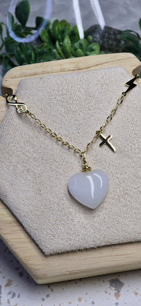 Bransoletka mleczne serduszko 16cm+3cm