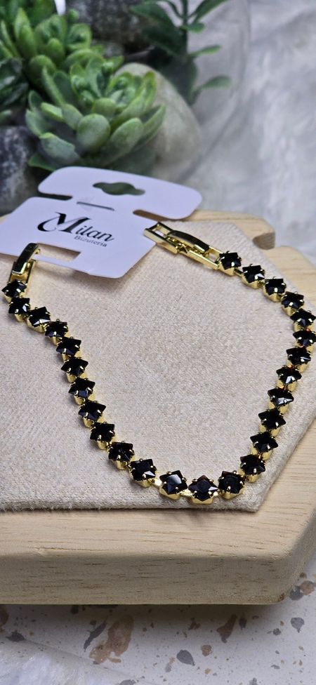 Bransoletka Czarne cyrkoniowe romby 17cm-19cm