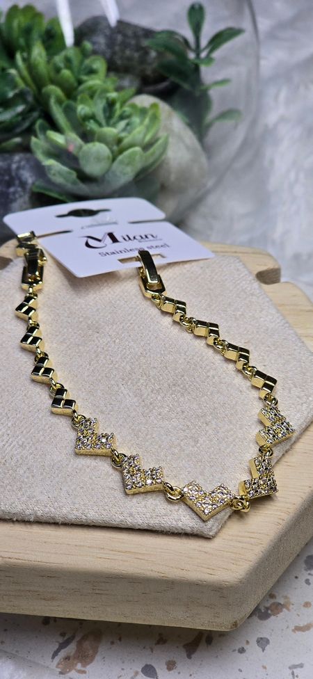 Bransoletka cyrkoniowe serduszka 17cm-19cm