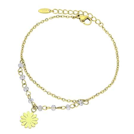 Bransoletka kwiatuszek niebieskie koraliki 17+3 CM S. STEEL 316L