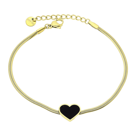 Bransoletka żmijka z serduszkiem 17,5+3 cm S. STEEL 316L
