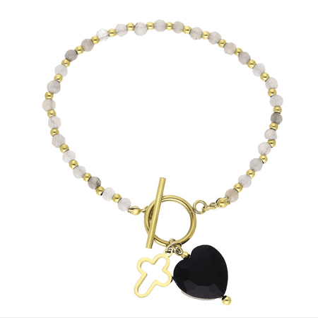 Bransoletka koraliki serduszko 21 CM S. STEEL 316L