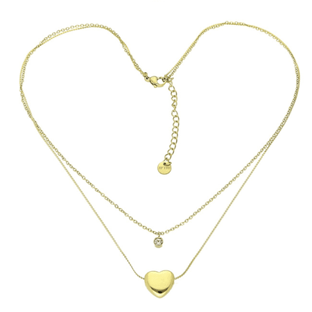 Naszyjnik serduszko cyrkonia 41+5 CM S. STEEL 316L