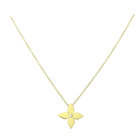 Celebrytka kwiatek z cyrkonią 42+5 CM S. STEEL 316L