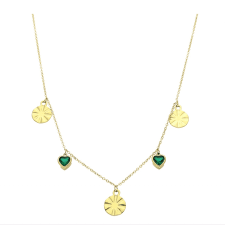 Naszyjnik kółka i serduszka 44+5 CM S. STEEL 316L