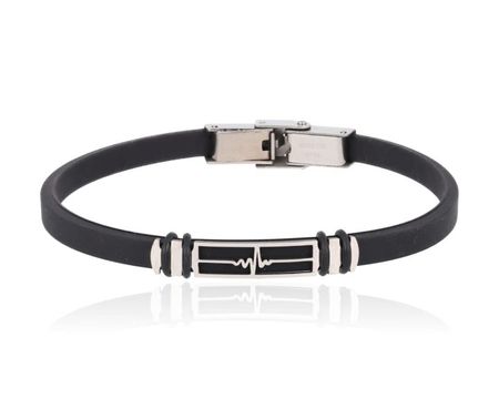 Bransoletka linia życia guma S.STEEL 316L