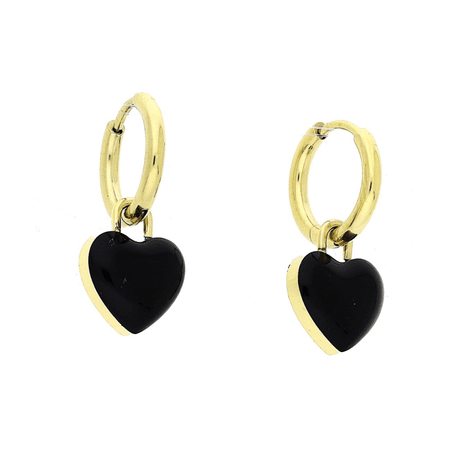 Kolczyki serduszka czarne 2w1 24/11 MM S. STEEL 316L