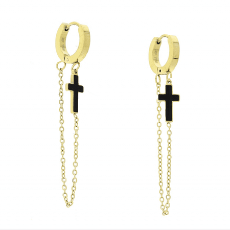 Kolczyki wiszące łańcuszek i krzyżyk 55/7 MM S, STEEL 316L
