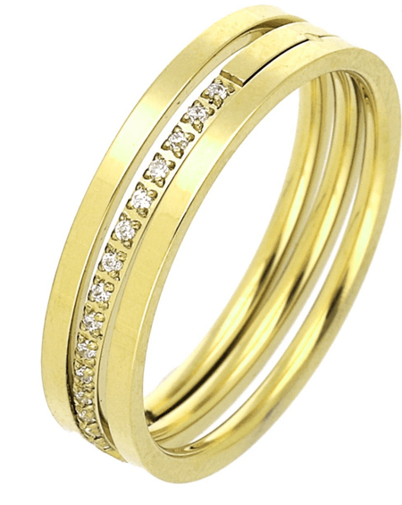Obrączka cyrkonie 4 mm S. STEEL 316L